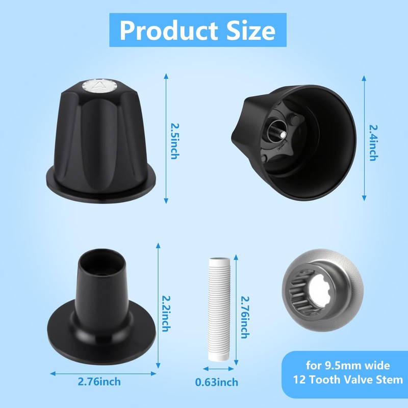 3 PCS Black Shower Knobs, Shower Knob Replacement Compatible with