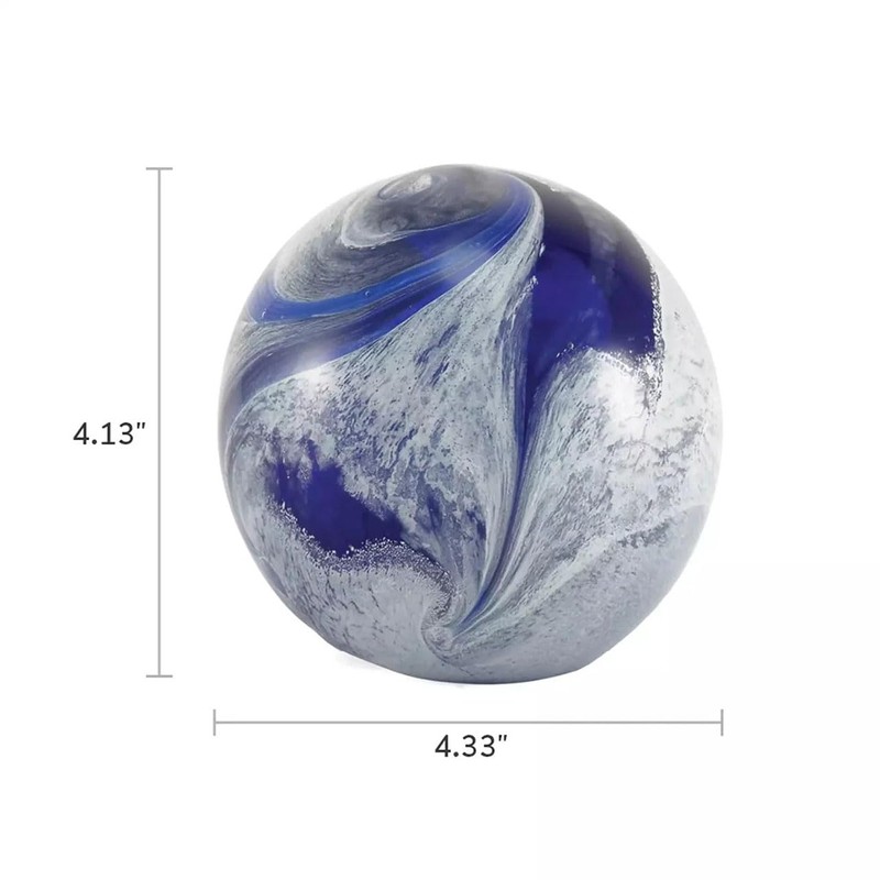 OneWorld Memorials Blue Glass Marble Swirl Ashes Keepsake Urn -