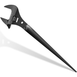 3239 Adjustable Spud Wrench, 16 Inch Length Construction Wrench, 1‑5/8 Inch Extra Wide Opening, Fits Heavy Nuts & Bolts Up to 1 Inch, with Tether Hole and Laser Metric Scale Design