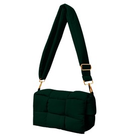 NAARIIAN Shoulder bags for women, Light-weight small puffer purses waterproof, hand-woven puffy bag crossbody handbag, Shadow Green, Small