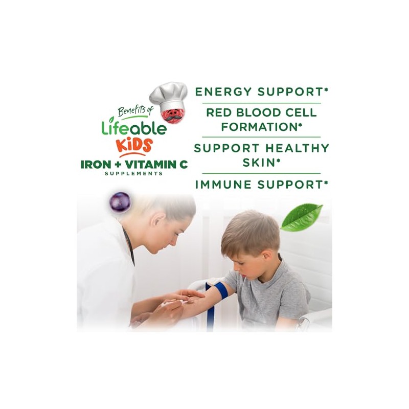 Hierro natural para niños, con vitamina C, 10 mg –