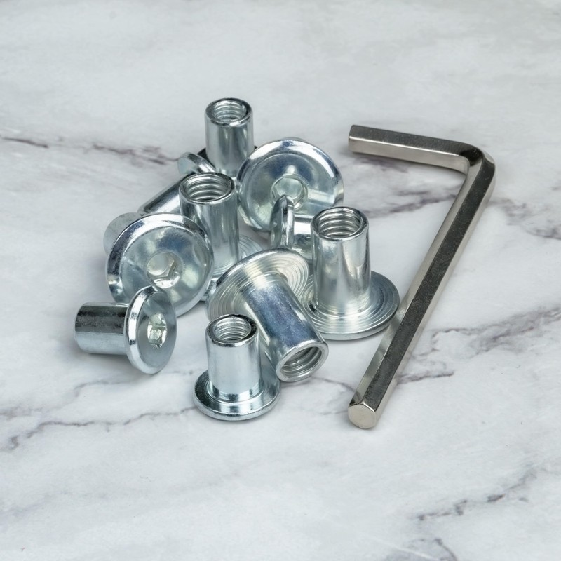 Pack of 10 Sleeve Nuts with Flat Head and Hexagon