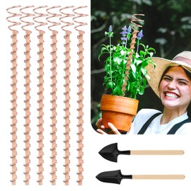 Electroculture Plant Stakes, 6 Pack 11.5" Long Copper Garden Stakes, Electroculture Gardening Copper Coil Antennas for Growing Garden, Indoor Plants and Vegetables, Copper Pyramid Tensor Rings Kit