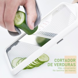 Cortador de Verduras para cocina, Cortadora Mandolina de mano con 3 ajustes grosor, Cuchillas acero inoxidable, Mango Antideslizante, fácil de usar y limpiar, ideal para frutas, verduras, ensaladas