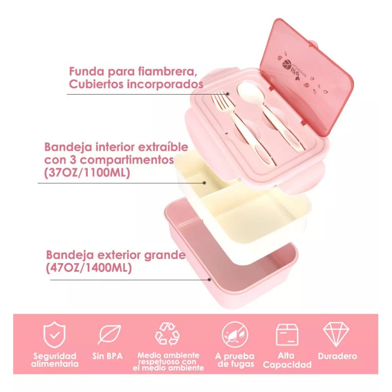 Aosihui Caja Fiambrera Kit 27pz Con 1400ml Loncheras Vajilla Y