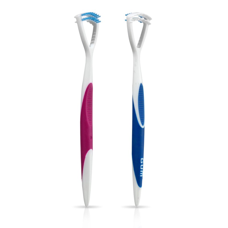 GUM Tongue Cleaner - Dual Action Soft Bristled Tongue Brush