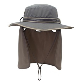 Home Prefer Unisex Quick Drying UV Protection Outdoor Sun Hat with Flap Neck Cover Foldable Fishing Cap Gray Brim