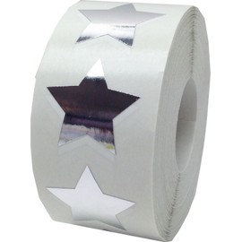 Metallic Silver Star Shape Stickers 1 Inch 500 Adhesive Labels