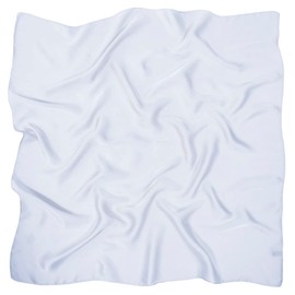 35 inches Solid Color Satin Silk Feeling Formal Large Square Neck Scarf Head Hair Wraps Handkerchief for Women Girls(White)