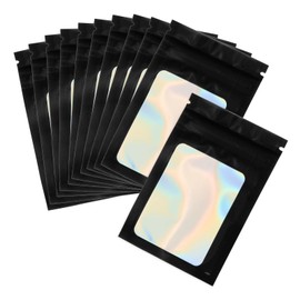 PATIKIL 8 x 12 Inch Foil Pouch Bags, 50 Pcs Packaging Clear Window Resealable Sample Bag for Small Business Party Favor Candy Jewelry Product Supplies, Black