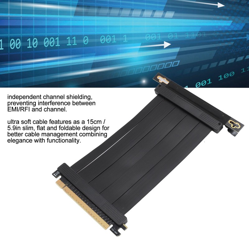 PCIE 4.0 X16 Extender 90 Degree 26GB/s 5.9 Inch Shielded