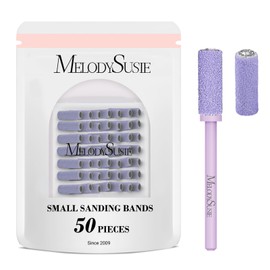 MelodySusie 50 Pcs Nail Drill Bits Small Sanding Bands with 3.1mm Mandrel Bit, 240 Extreme Fine Grit Nail File for Acrylic Nails Gel Manicures and Pedicure, Purple