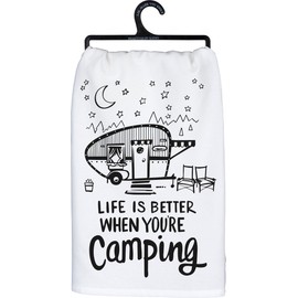 Primitives by Kathy 35521 LOL Made You Smile Tea Towel, 28" Square, Better When You're Camping