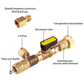 jiouxip Valve Core Remover Installer Tool and HVAC Service Wrench Set with Hex Bit Adapters, Dual Size SAE 1/4 to 5/16 Port, 5/16'', 3/8'' Refrigeration Service Wrench, 10 Valve Core