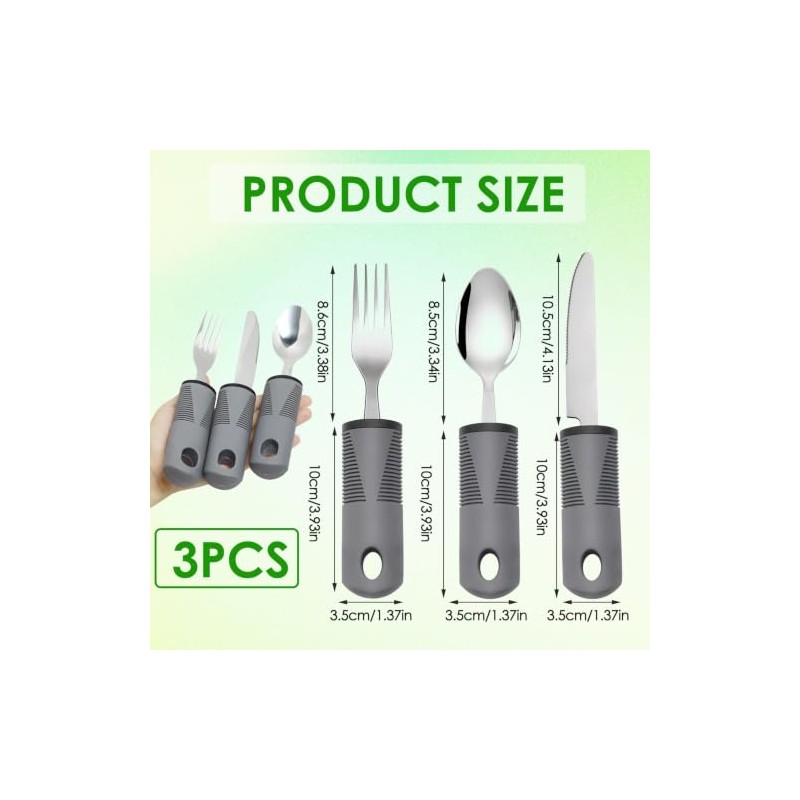Goerpn Easy Grip Cutlery Set of 3 Extra Wide Chunky