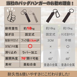 seOSTO Bag Hanger (Improved Model), Table Hook, Bag Hook, Load Capacity 39.7 lbs (18 kg), Hook Extendable, Improved Performance and Durability, Smartphone Stand Function, Anti-Slip, Convenient