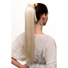 WIG ME UP C9429-613 Hairpiece ponytail extension long straight very light with ribbon and comb wrap around system platinum blond 23,5inch