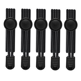 AIXMEET 5 Pairs Elastic No Tie Shoelaces for Kids and Adults,Elastic Shoe Laces, Stretch Tieless Shoe Laces with Lock Device (5 Pairs Black)