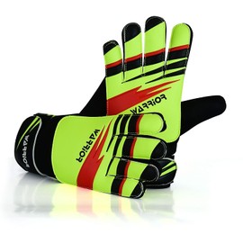 warrior gears Goalkeeper Gloves Kids, Football Goal Keepers Gloves for Kids, Goalie Gloves Kids with Double Wrist Protection, Kids Junior Goalkeeper Gloves - Yellow, 8 - For M-L Adults
