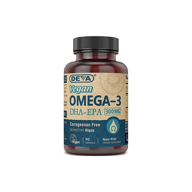 Deva Nutrition Vegan DHA-EPA Nutritional Supplement Softgel, 300 mg, 90