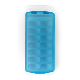 OXO Good Grips No-Spill bandeja de cubitos de hielo con tapa de silicona, Bandeja de hielo, Blanco/Azul, 8.8-Ounce, 1