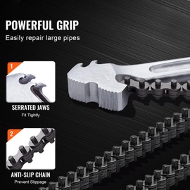 Happybuy Chain Wrench, 48-inch Heavy Duty, 13.4-inch Diameter Capacity, CRV Reversible, Ergonomic, for Pipe Installation & Car Repair