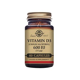 Solgar Vitamin D3 (Cholecalciferol) 600 IU (15 µg) Vegetable Capsules - Food Supplement - Pack of 60 - for Healthy Bones, Teeth and Muscle Function - Supports Immunity - Gluten Free