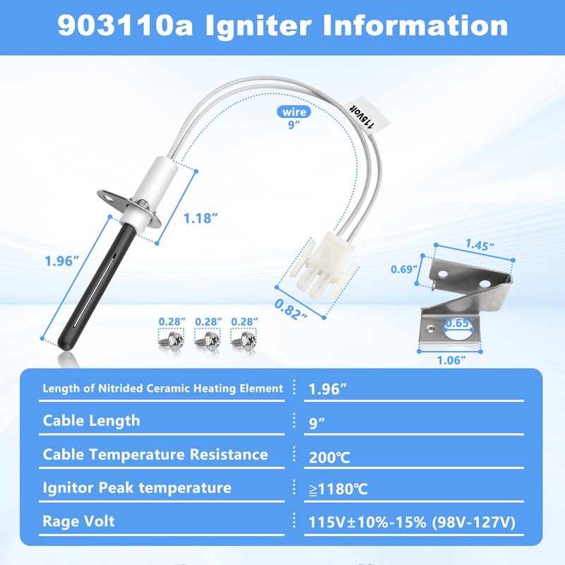 903110A 903110 Universal Furnace Ignitor With Plug, Round Silicon Nitride