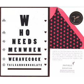 PAPYRUS VALENTINES CARD NIP MSRP $4.95 WHO NEEDS MEN CARD (N15)