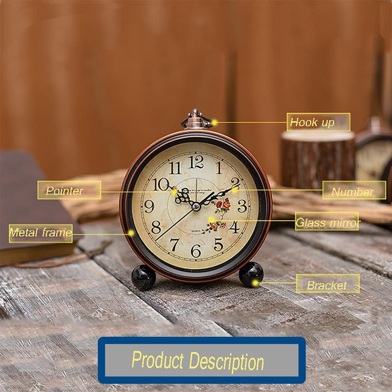 SWHONG Rural Mantle Clock Metal Clock Home Decoration Mantle clock