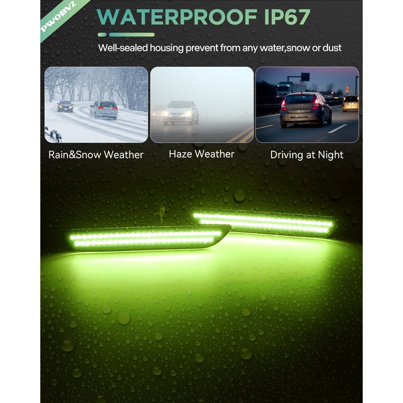 PWOBVZ Green Side Marker Lights Compatible with Ford Mustang 2010