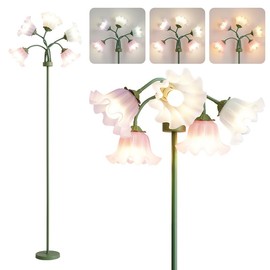WERFOP Flower LED Floor Lamp - Modern Multi-Heads Standing Reading Lamp for Living Room with USB Power, 3 Color Temperatures Bright Corner Tall lamp for Office Bedroom