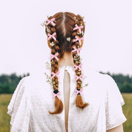 AWOCAN 30PCS Bow Hair Clips Mini Hair Bows Hair Ribbon Clips Small Bowknot Barrettes Sweet Little Bow Hair Ribbon Alligator Clips Solid Color Non-Slip for Women (beige+pink+black)