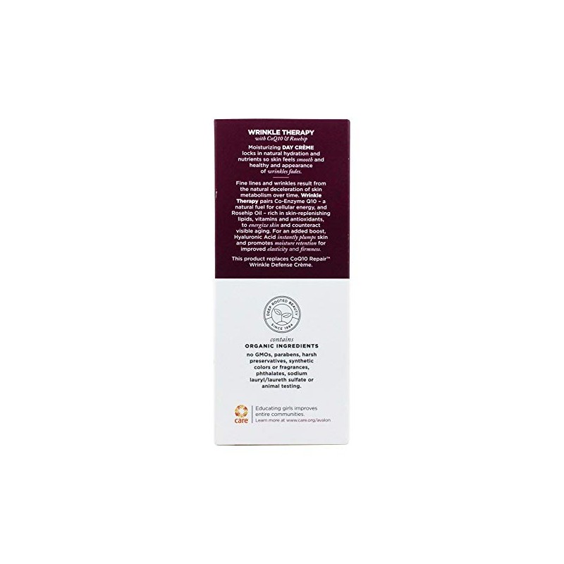 Avalon Organics CoQ10 Repair Wrinkle Defense Creme Broad Spectrum SPF15