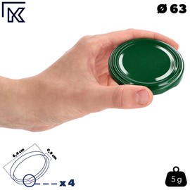 KADAX Screw Cap for Jars, Twist Off Metal Lids fi 63 mm, Replacement Lids for Mason Jars, Lids for Jars, Bottles and Mason Jars (Green, Pack of 10)