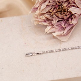 Tuscany Silver Sterling Silver Rhodium Plated Bracelet with 250 Popcorn Chain - 19cm, Silver