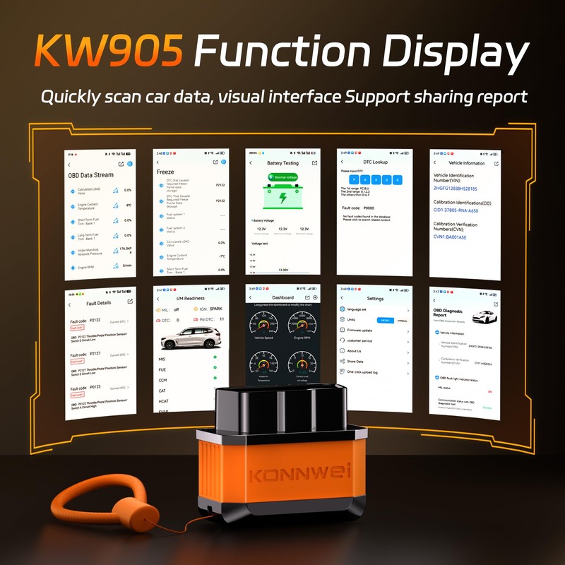 KONNWEI OBD2 Scanner Bluetooth 5.2, Wireless Car Scanner Diagnostic Tool