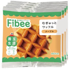 Mitsukan Fibee Mugyutto Waffle Maple (Fermented Dietary Fiber, Healthy Okara Stomach ◎), Dietary Fiber, Small Stomach Filling, Long Life, 1 x 4 Pieces