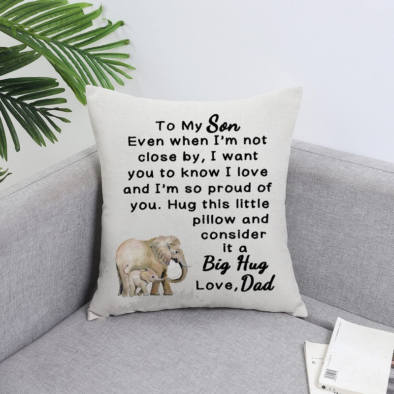 Son Throw Pillow Cover from Dad Father Graduation Gift for