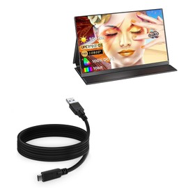 BoxWave Cable Compatible with UPERFECT QLED Portable Monitor N156N01 (15.6 in) - DirectSync - USB 3.0 A to USB 3.1 Type C, USB C Charge and Sync Cable - 6ft - Black