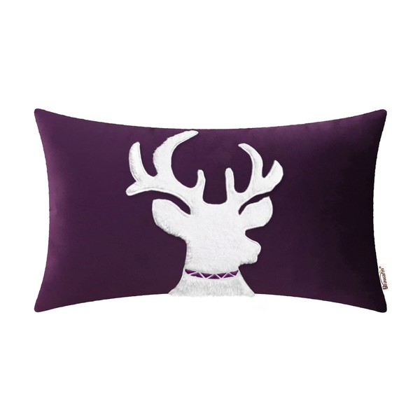 BRAWARM Christmas Pillow Cover 12 X 20 Inches, Purple Reindeer