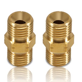 Brass Gas Hose Connector Double Nipple 3/8 Inch LH, DN10 Left Thread Double Nipple Coupling Propane Acetylene Gas Hose, Male Thread, 3/8 Inch AG Propane Acetylene Coupling Hose Brass Pack of 2