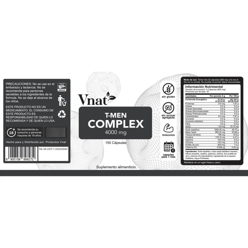 Testo Multivitaminico Hombre Gym Vnat Vitaminas Men 150 Caps