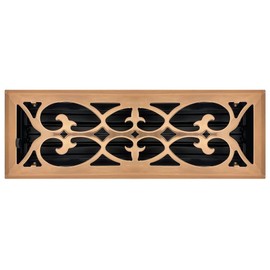 Copper Plated Steel Victorian Register for Floor/Wall Use - 4" x 14"