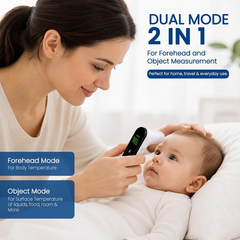 Infrared Forehead Thermometer for Adults, Kids & Baby - Digital
