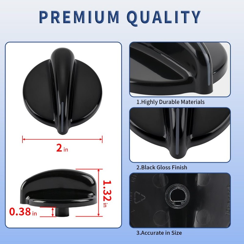 4Pcs WB03T10236 Burner Control Knob, Gas Cooktop Knobs Black for