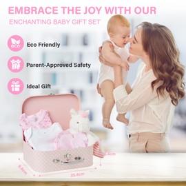 Baby Box Shop - 7 Newborn Baby Girl Gifts Ideal for Christening, Birthdays & Baby Shower Gifts - includes Baby Essentials for Newborn Girl with Baby Comforter in Cute Keepsake Case, Baby Girl Hamper