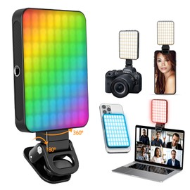 RGB Magnetic Selfie Light, 136 LED, 360° Full Color Video Light, 9 Lighting Modes, Rechargeable Clip Fill Light for Phone Camera (RGB Colors Modes)