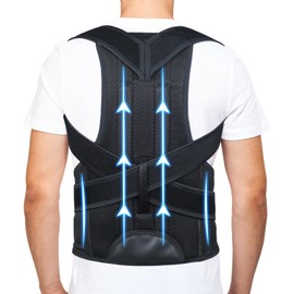 Back Brace Posture Corrector for Men and Women - Improve Posture, Lower Back and Waist Pain, Full Lumbar Support, Shoulder and Neck Stretcher, Adjustable Straps and Breathable Material M(29"-33")