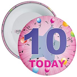 Pink 10th Birthday Badge available in a choice of 2 sizes (59mm)